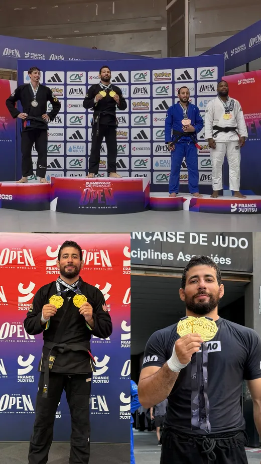 Achraf Elhazime sur le podium du Championnat de France de jiu-jitsu brésilien 2026, médaille d'or