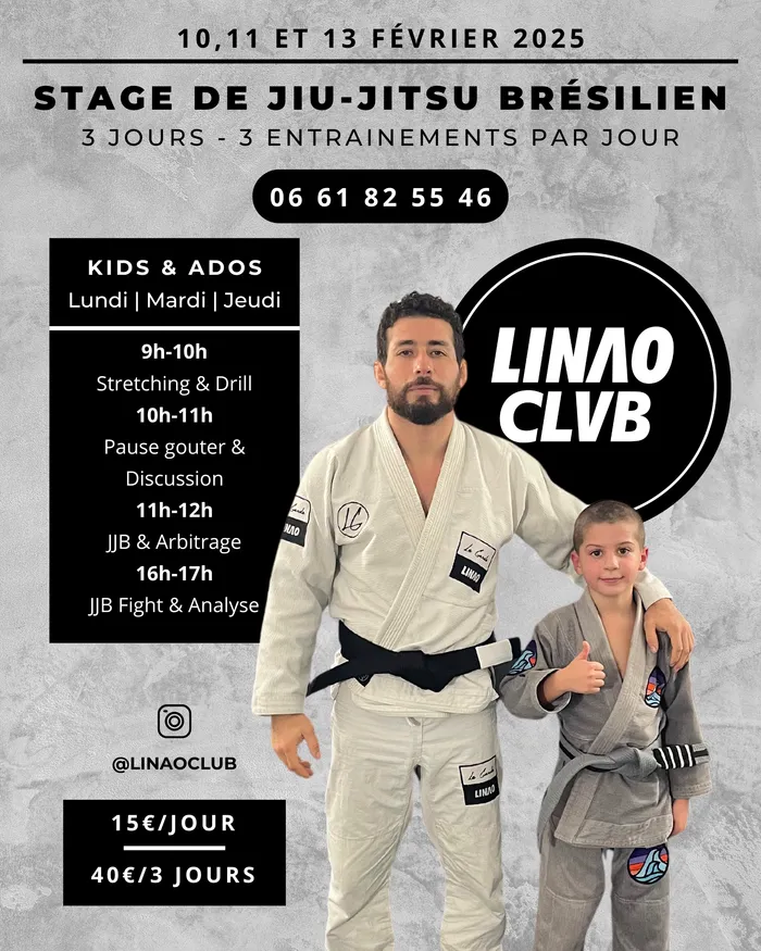 Affiche : Stage de jiu-jitsu brésilien, 10, 11 et 13 février 2025