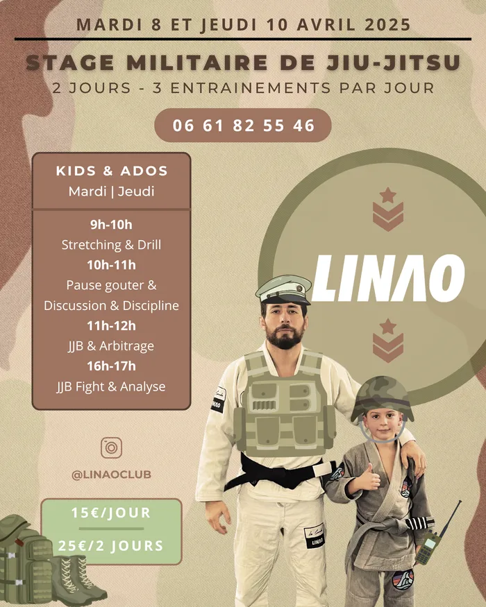 Affiche : Stage militaire de jiu-jitsu, 8 et 10 avril 2025